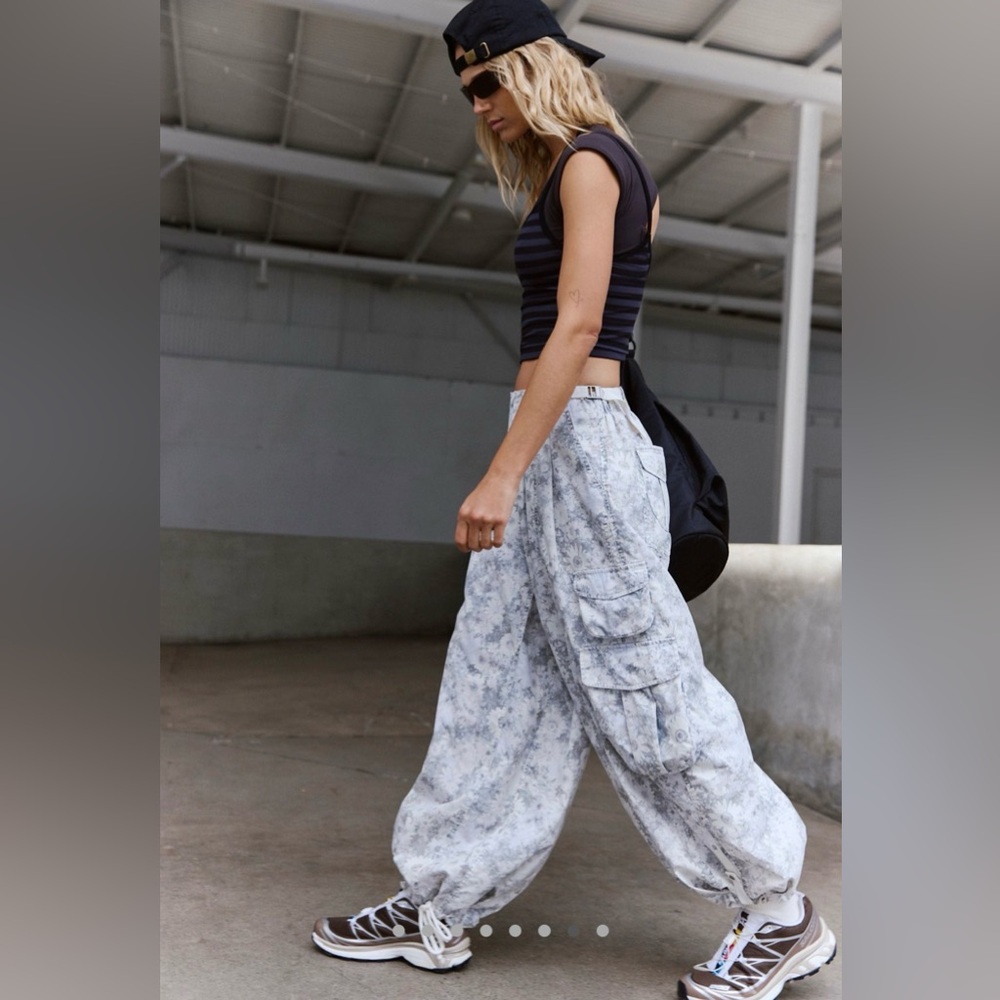 Fp movement (sold out) charmer printed utility pants in camo floral ivory combo